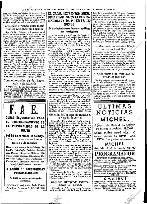 ABC MADRID 27-12-1966 página 84