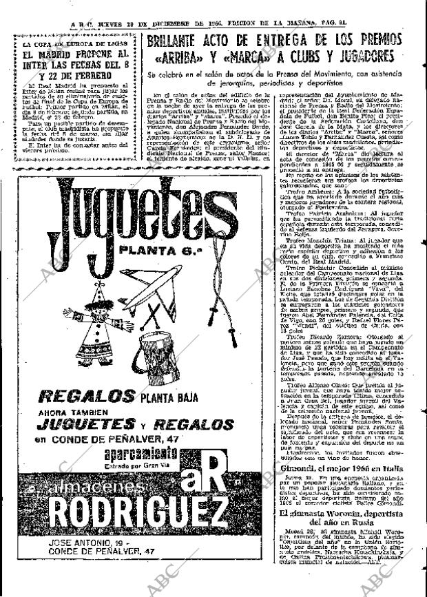 ABC MADRID 29-12-1966 página 91