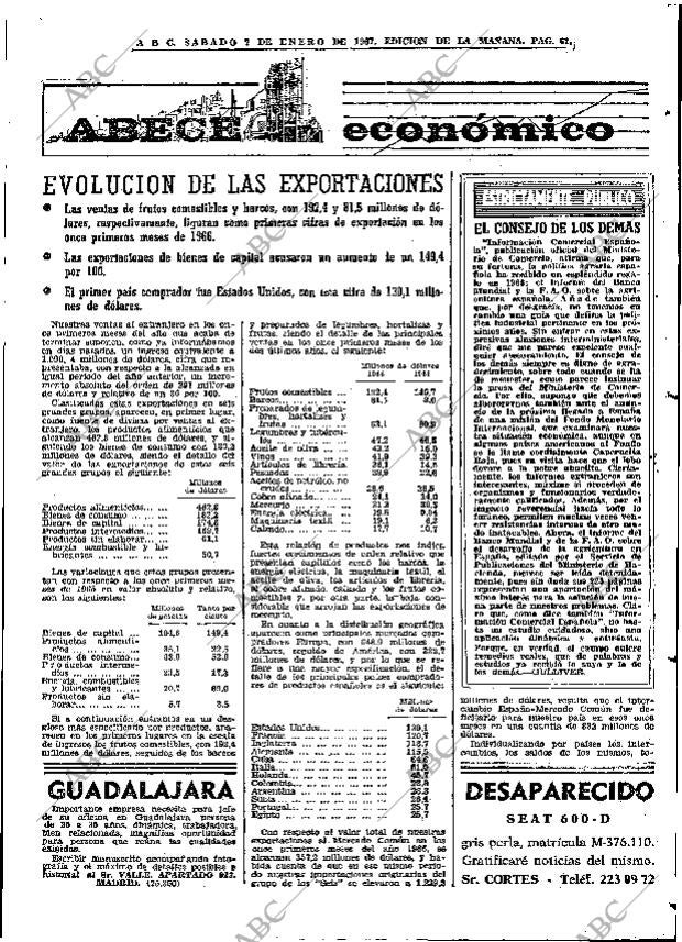 ABC MADRID 07-01-1967 página 61