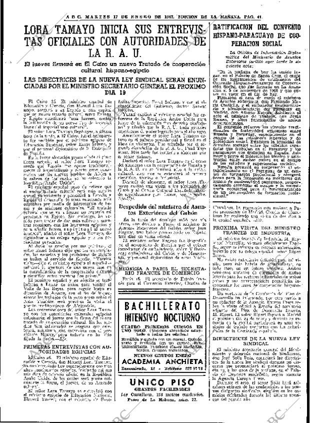 ABC MADRID 17-01-1967 página 41
