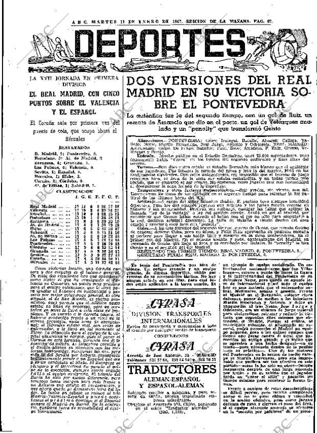 ABC MADRID 17-01-1967 página 67