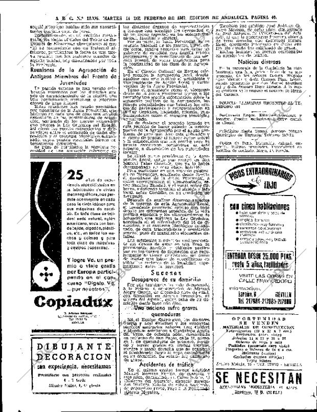 ABC SEVILLA 14-02-1967 página 40