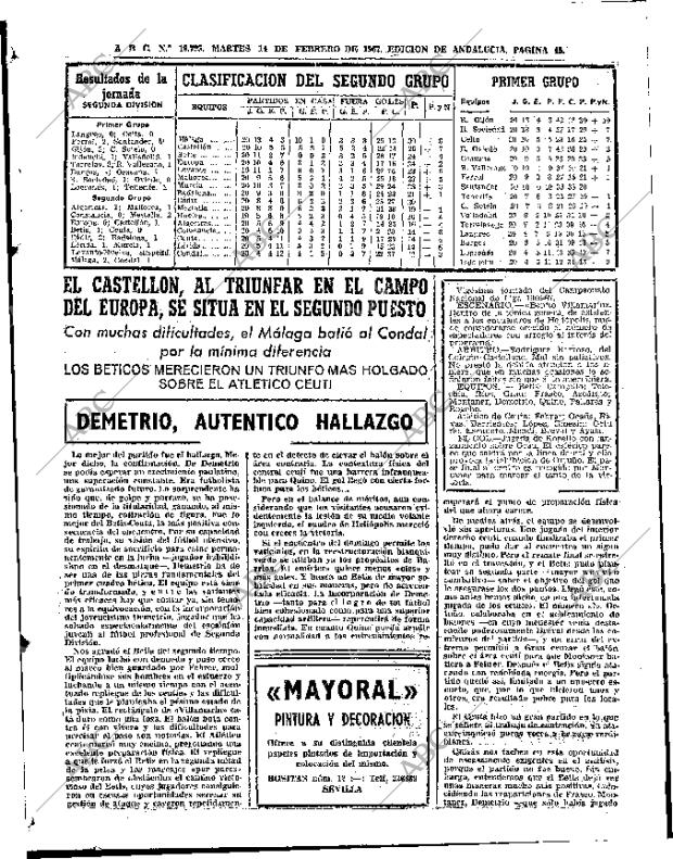 ABC SEVILLA 14-02-1967 página 45