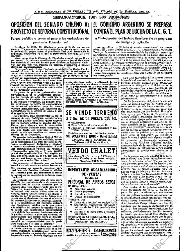 ABC MADRID 15-02-1967 página 43