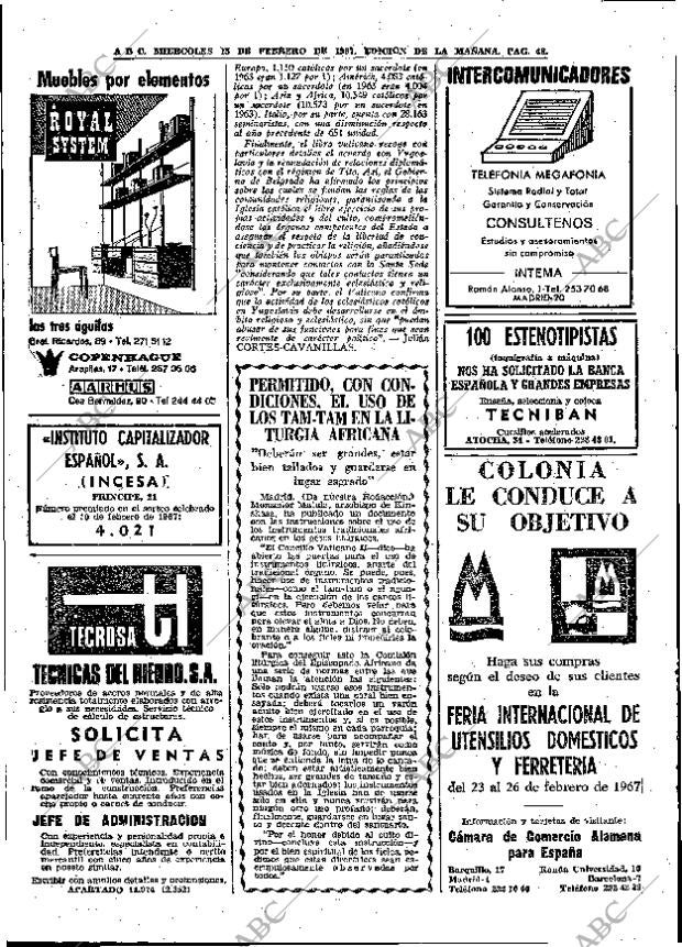 ABC MADRID 15-02-1967 página 48