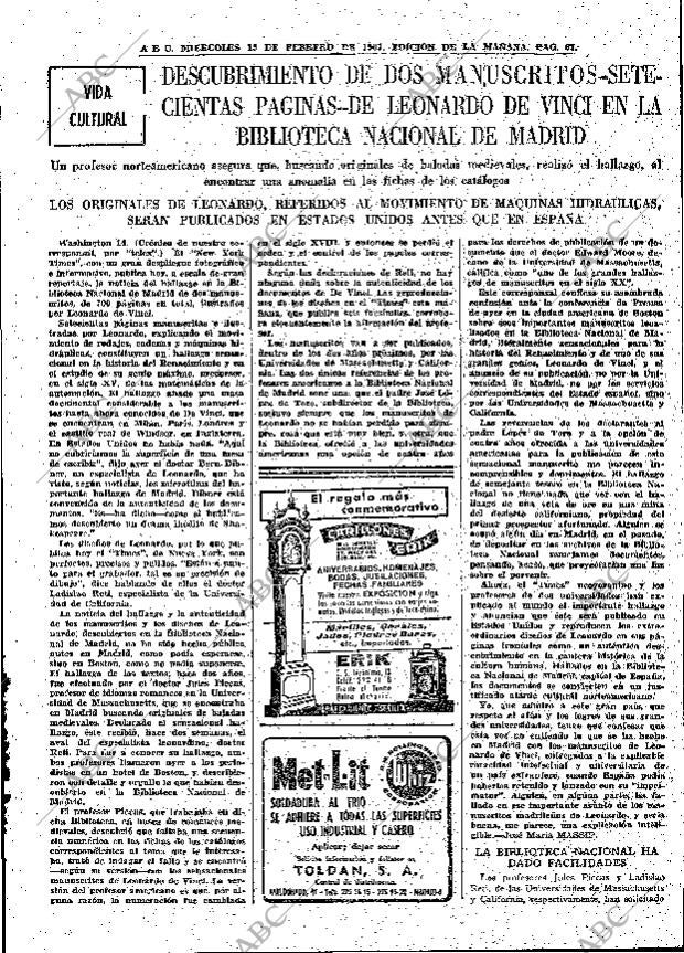 ABC MADRID 15-02-1967 página 67