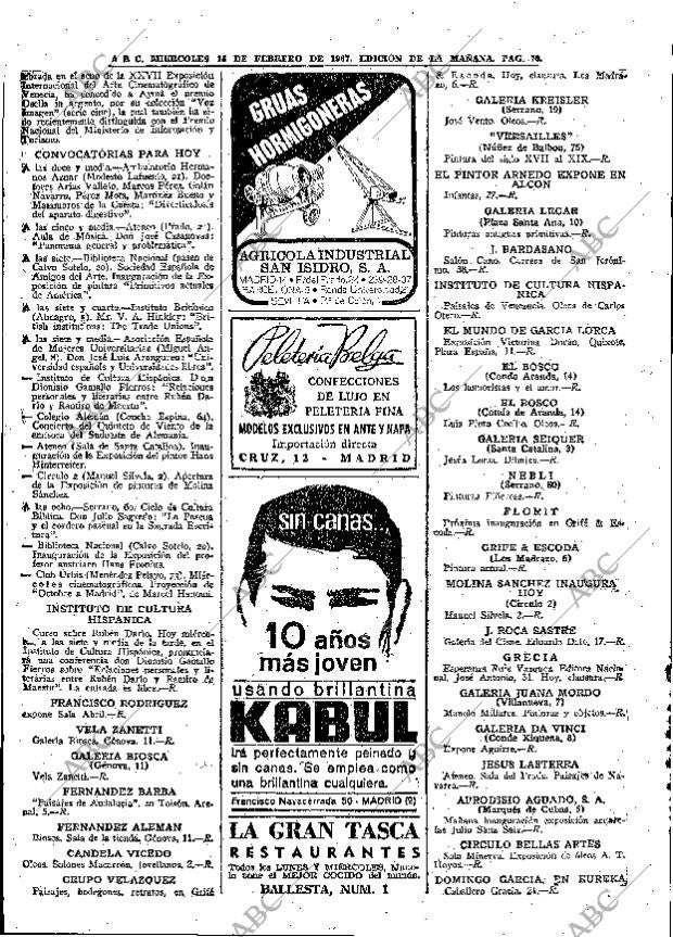 ABC MADRID 15-02-1967 página 70
