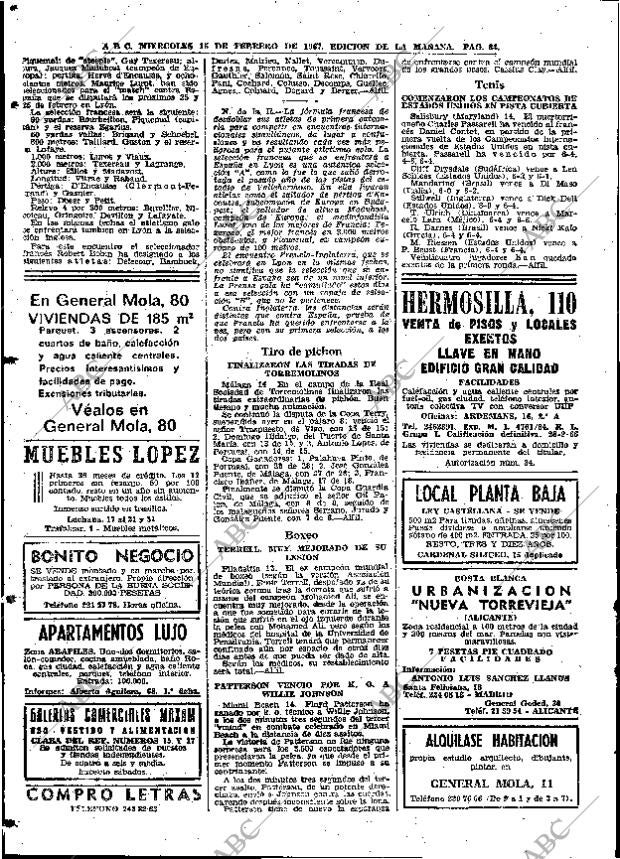 ABC MADRID 15-02-1967 página 84