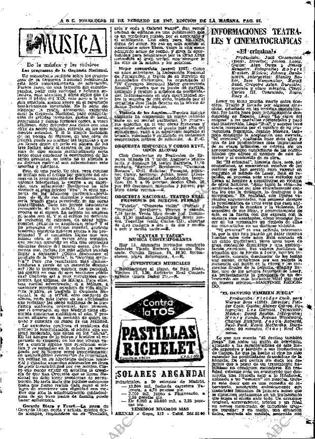 ABC MADRID 15-02-1967 página 87