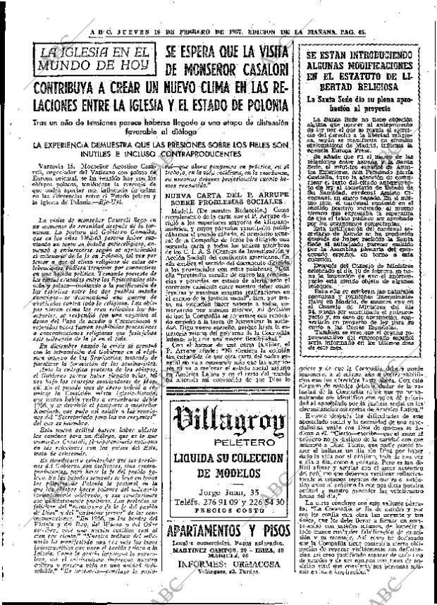 ABC MADRID 16-02-1967 página 45