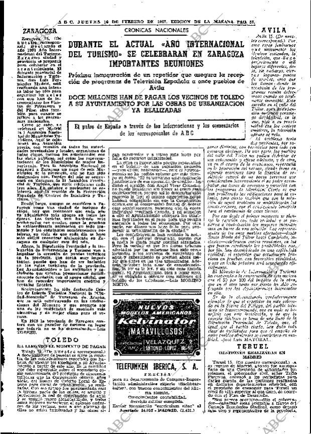 ABC MADRID 16-02-1967 página 57