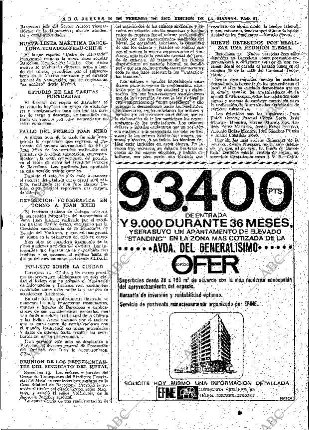 ABC MADRID 16-02-1967 página 61