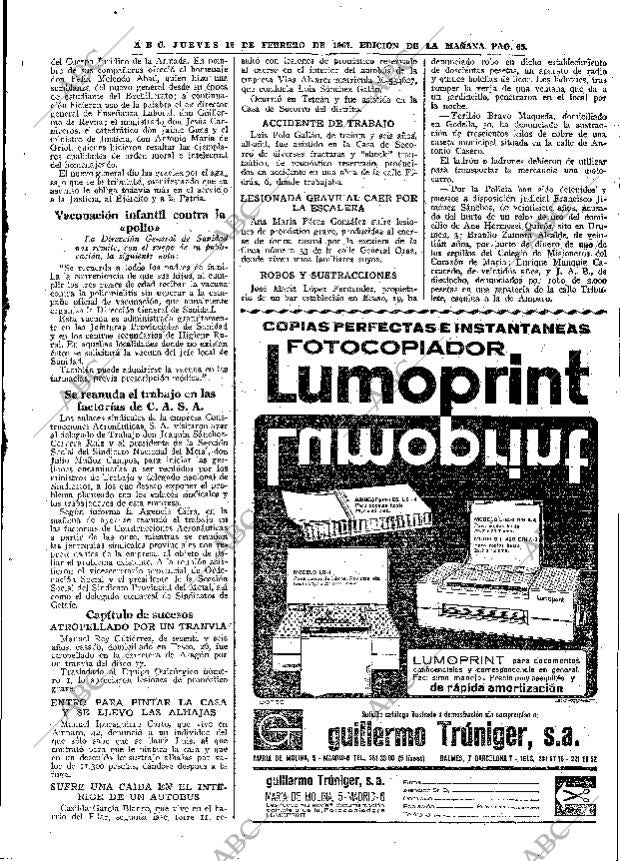 ABC MADRID 16-02-1967 página 65