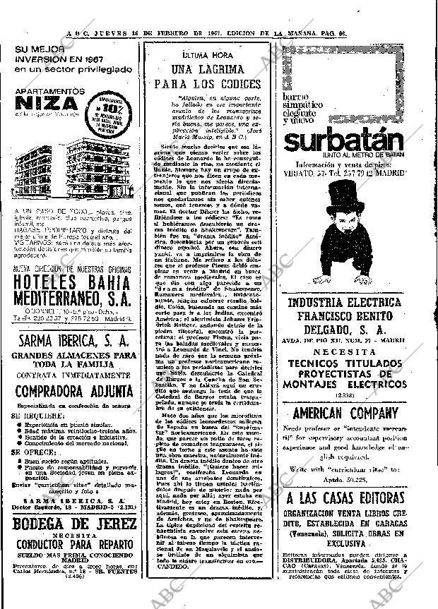 ABC MADRID 16-02-1967 página 66