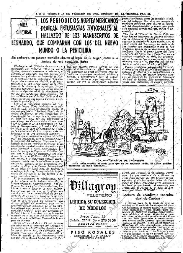 ABC MADRID 17-02-1967 página 63