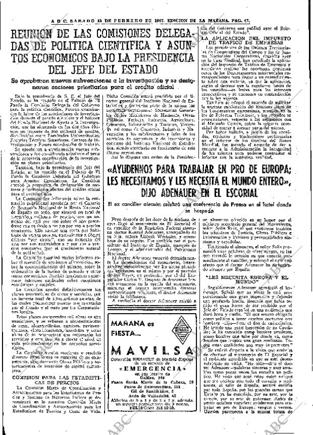 ABC MADRID 18-02-1967 página 47