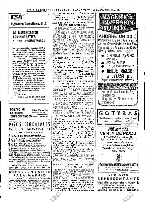 ABC MADRID 18-02-1967 página 64