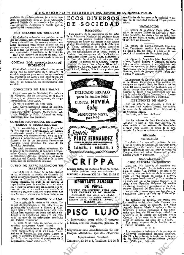 ABC MADRID 18-02-1967 página 65