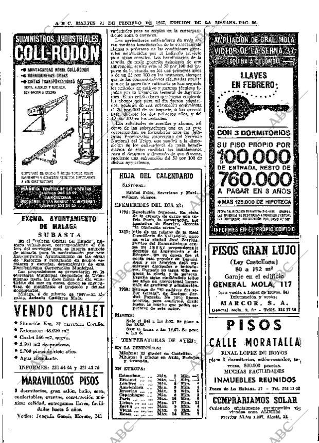 ABC MADRID 21-02-1967 página 56