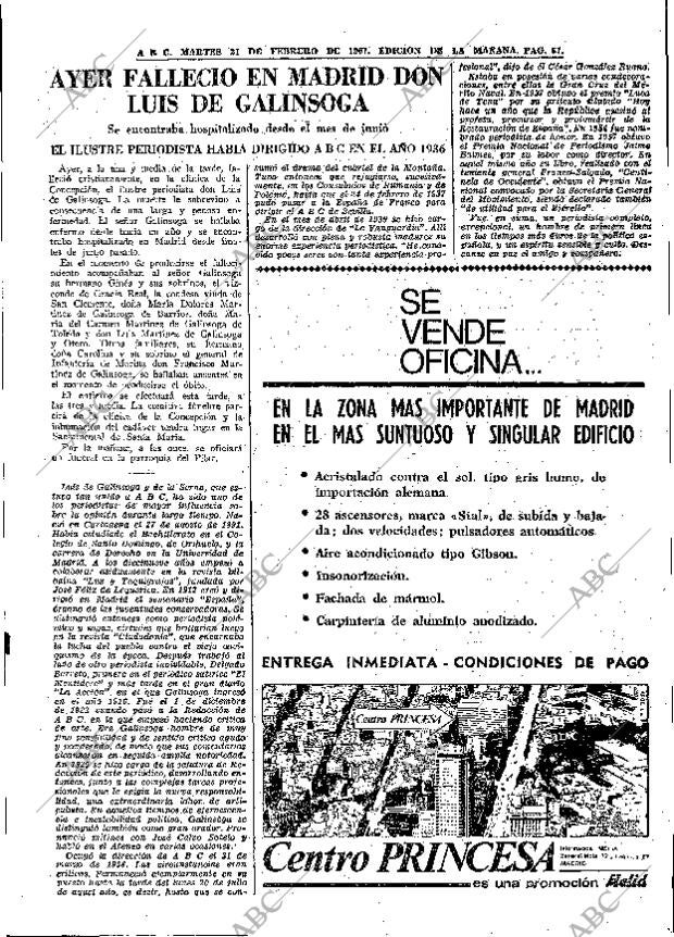 ABC MADRID 21-02-1967 página 67