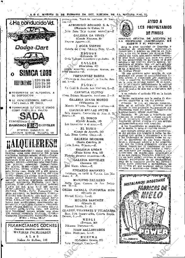 ABC MADRID 21-02-1967 página 72