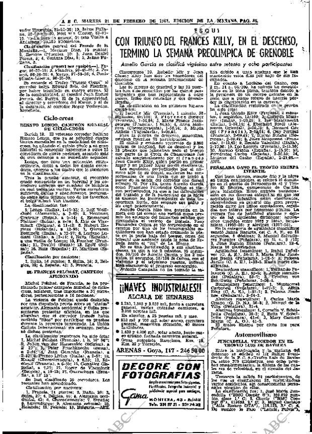 ABC MADRID 21-02-1967 página 85