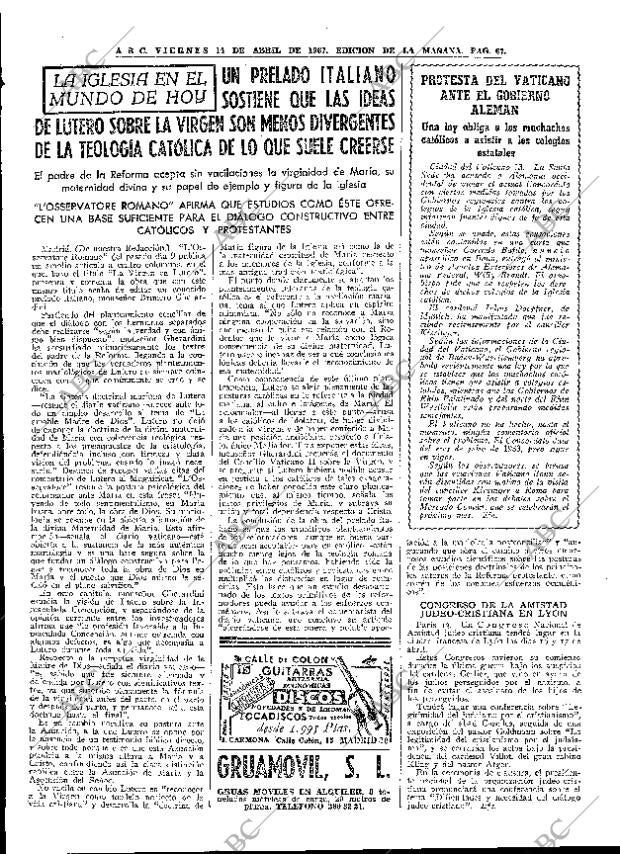 ABC MADRID 14-04-1967 página 67