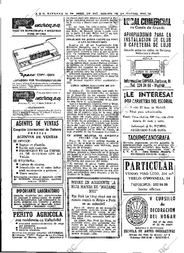 ABC MADRID 14-04-1967 página 70