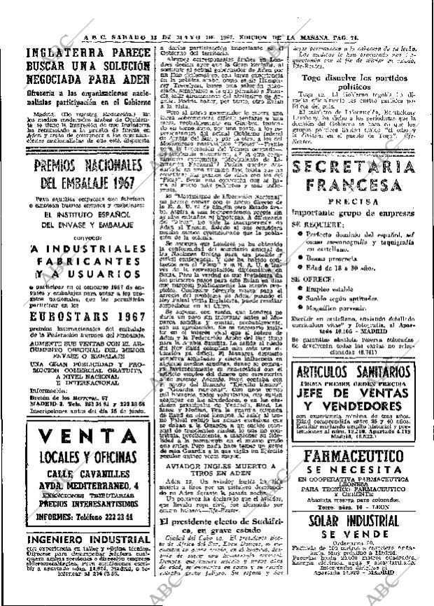 ABC MADRID 13-05-1967 página 74