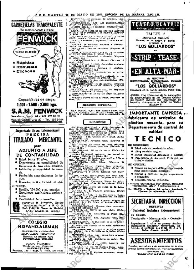 ABC MADRID 23-05-1967 página 131