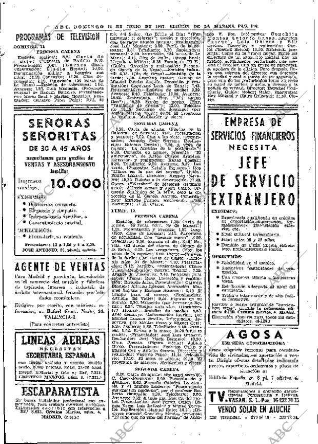 ABC MADRID 11-06-1967 página 116