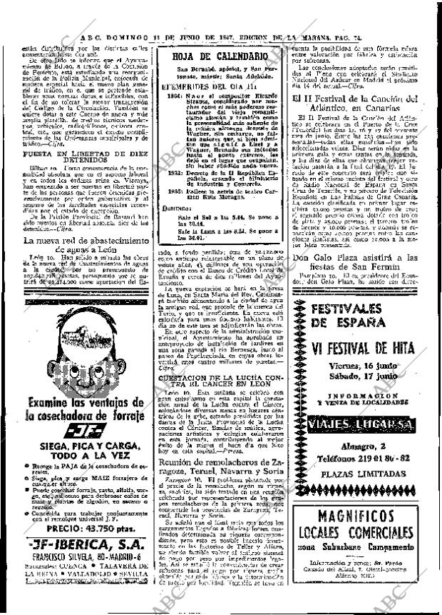 ABC MADRID 11-06-1967 página 74