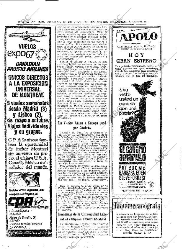 ABC SEVILLA 15-06-1967 página 66