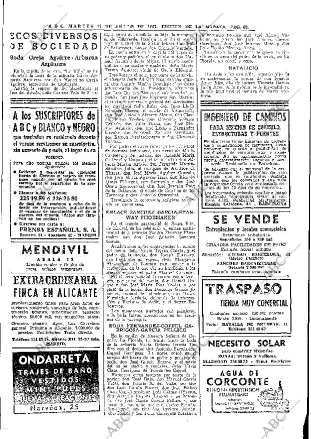 ABC MADRID 11-07-1967 página 62