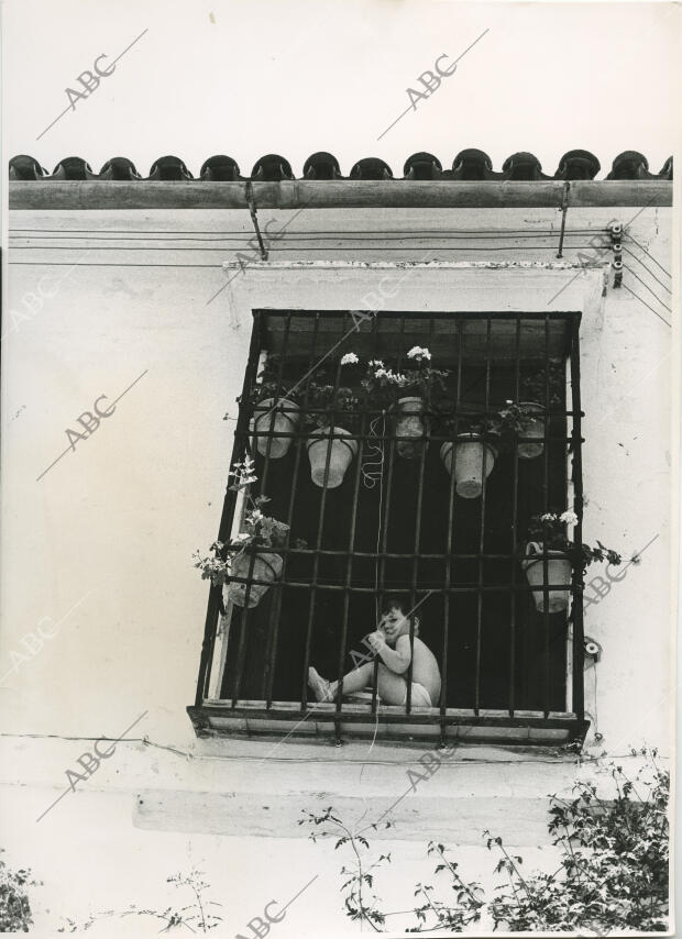 Un niño contempla la calle desde un balcón cordobés