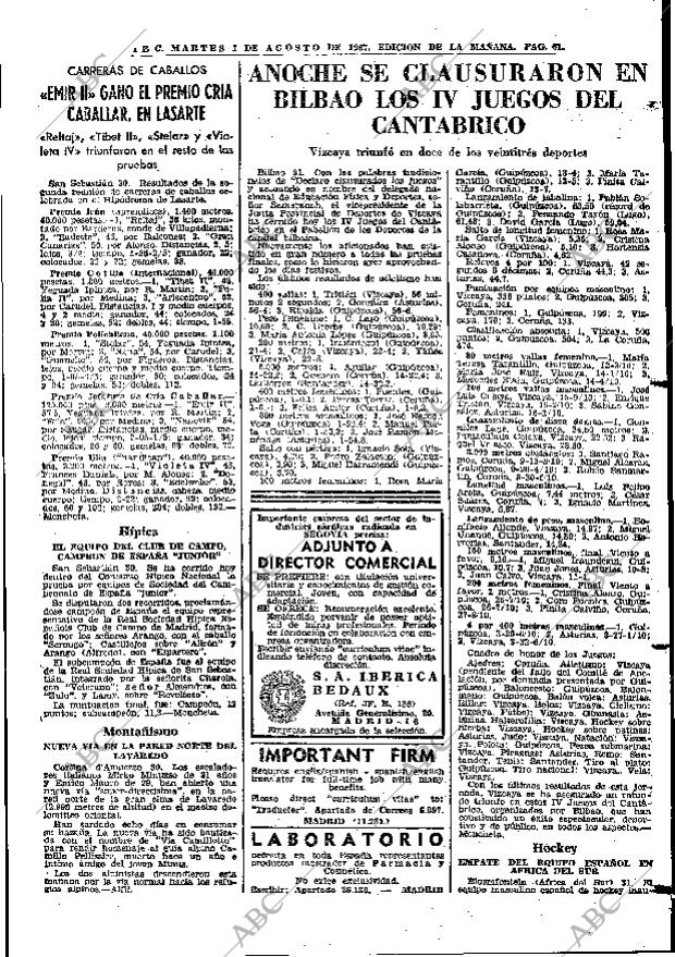 ABC MADRID 01-08-1967 página 61