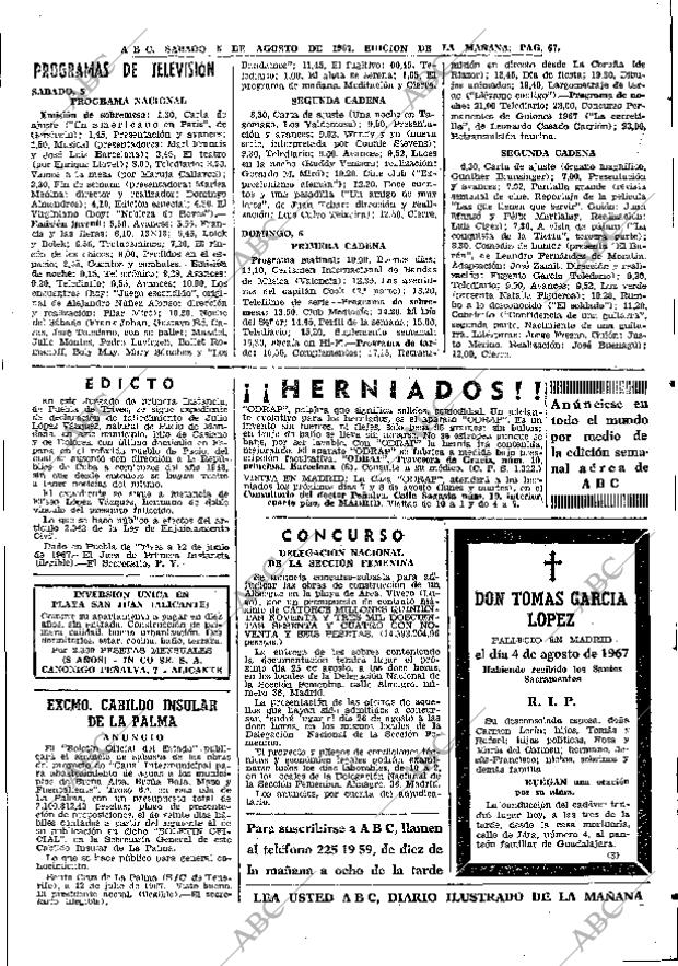 ABC MADRID 05-08-1967 página 67