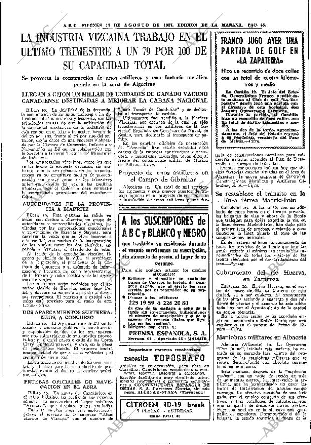 ABC MADRID 11-08-1967 página 45