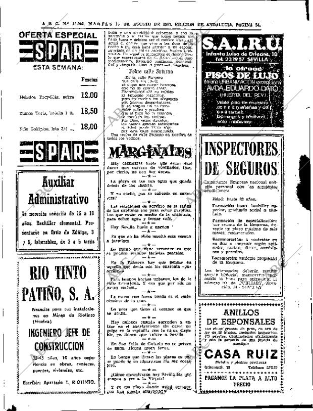 ABC SEVILLA 15-08-1967 página 54