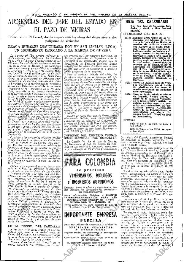 ABC MADRID 27-08-1967 página 61