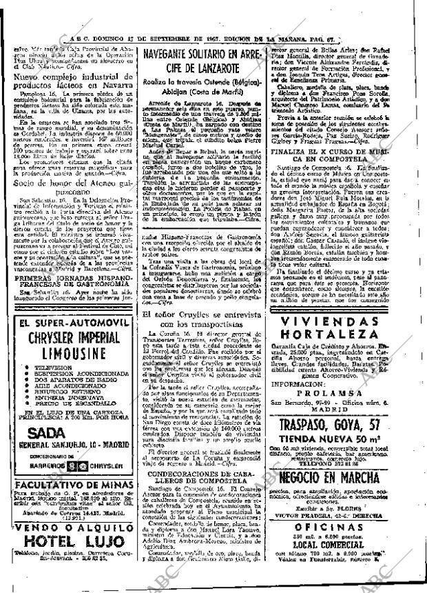 ABC MADRID 17-09-1967 página 67