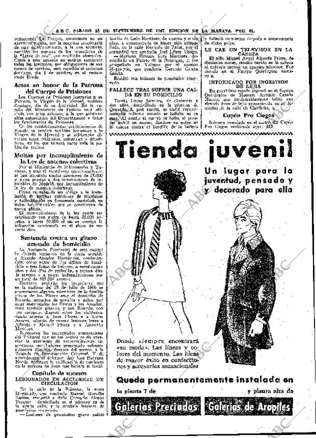 ABC MADRID 23-09-1967 página 61