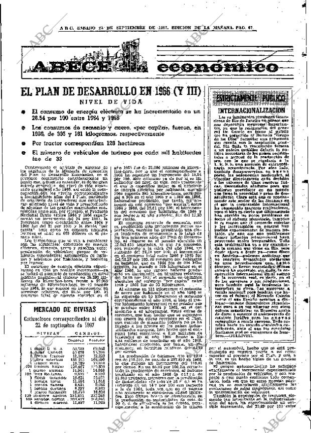 ABC MADRID 23-09-1967 página 67