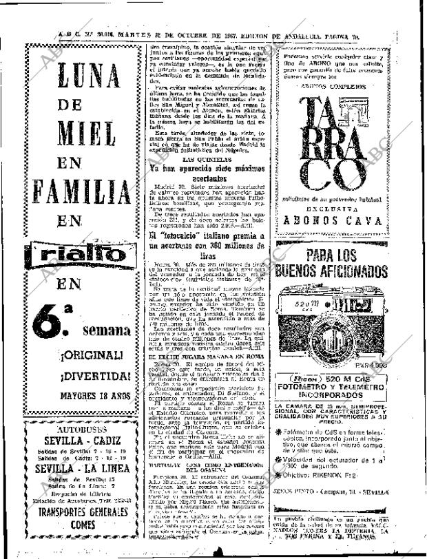 ABC SEVILLA 31-10-1967 página 70