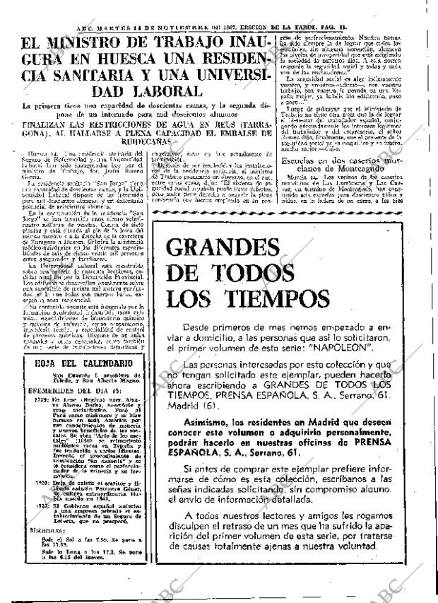 ABC MADRID 14-11-1967 página 61