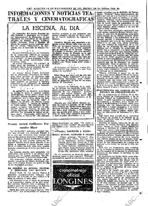ABC MADRID 14-11-1967 página 89