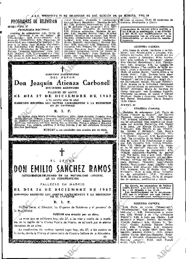 ABC MADRID 27-12-1967 página 98