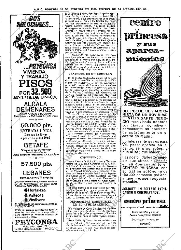 ABC MADRID 18-02-1968 página 68