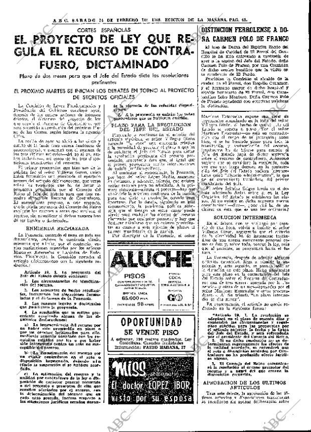 ABC MADRID 24-02-1968 página 45
