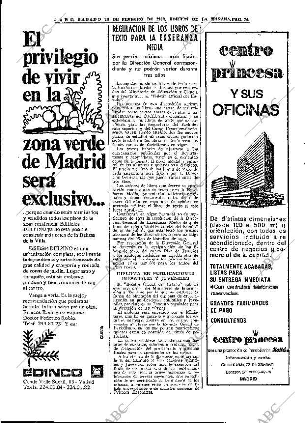 ABC MADRID 24-02-1968 página 74